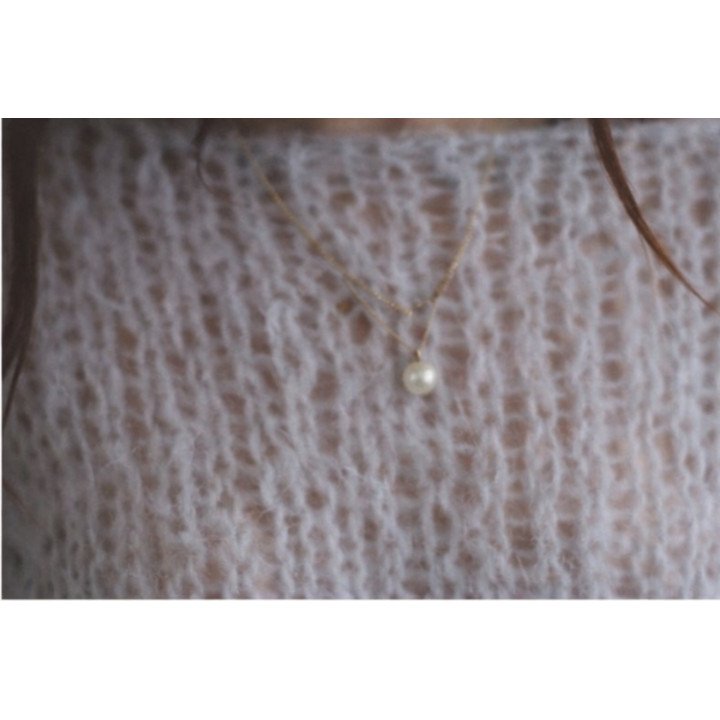 Lichtblauwe Mohair-Mix Gebreide Jurk