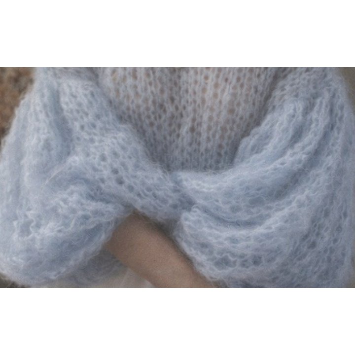 Sky Blue Mohair-Blend Knit Dress